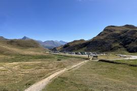 Point de vue sur le parking de Bellecombe depuis le Vanoiscope.